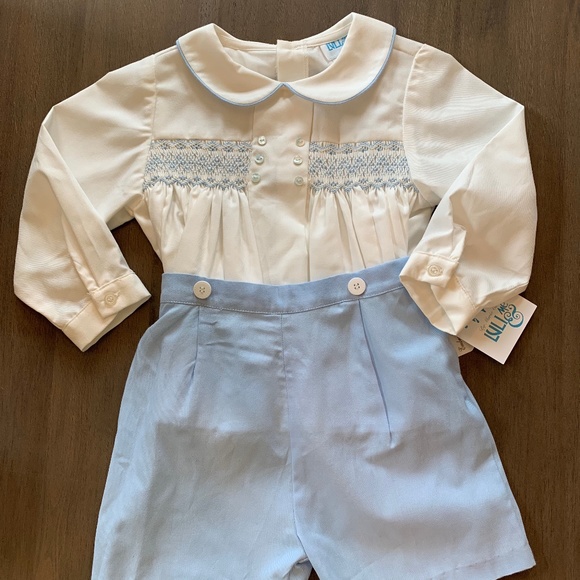 New Luli and Me Boys Smocked Button On Short Set